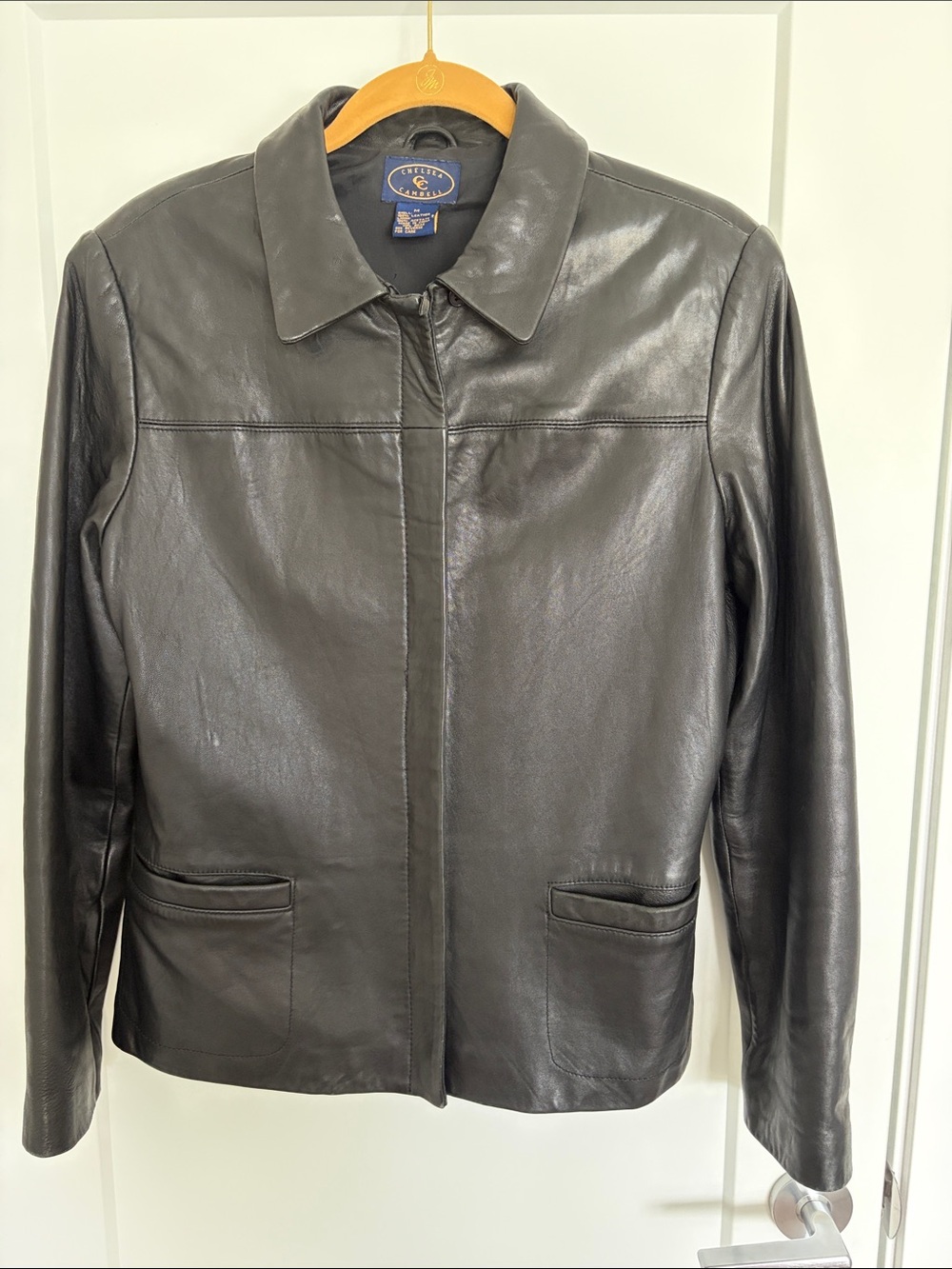 Classic Black Leather Zip-Front Jacket by Chelsea Campbell
